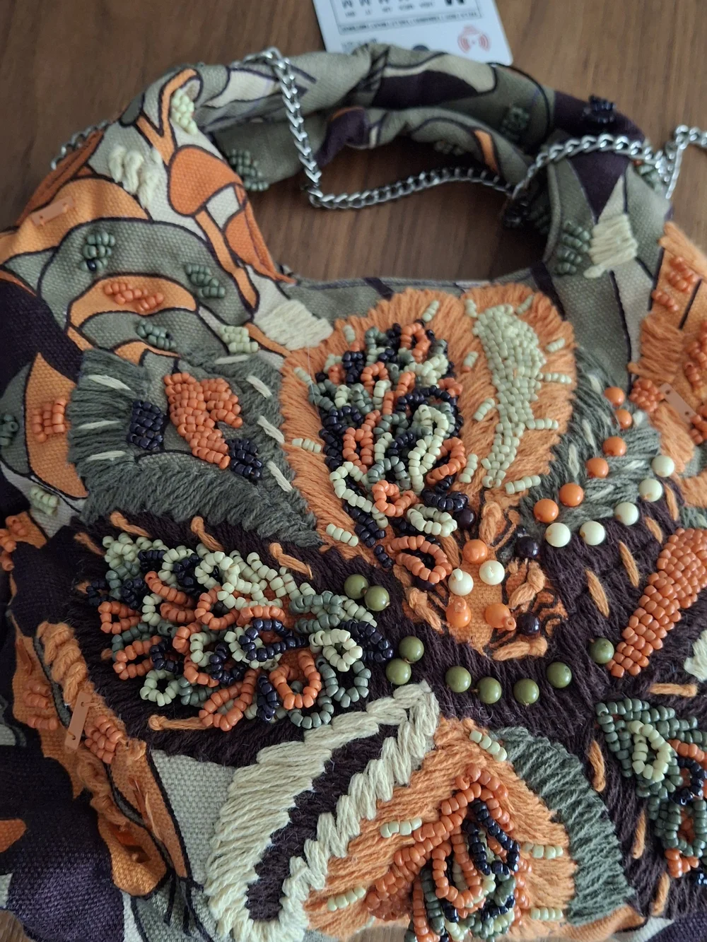 Zara Orange Floral Beaded Embroidered Women’s Handbag